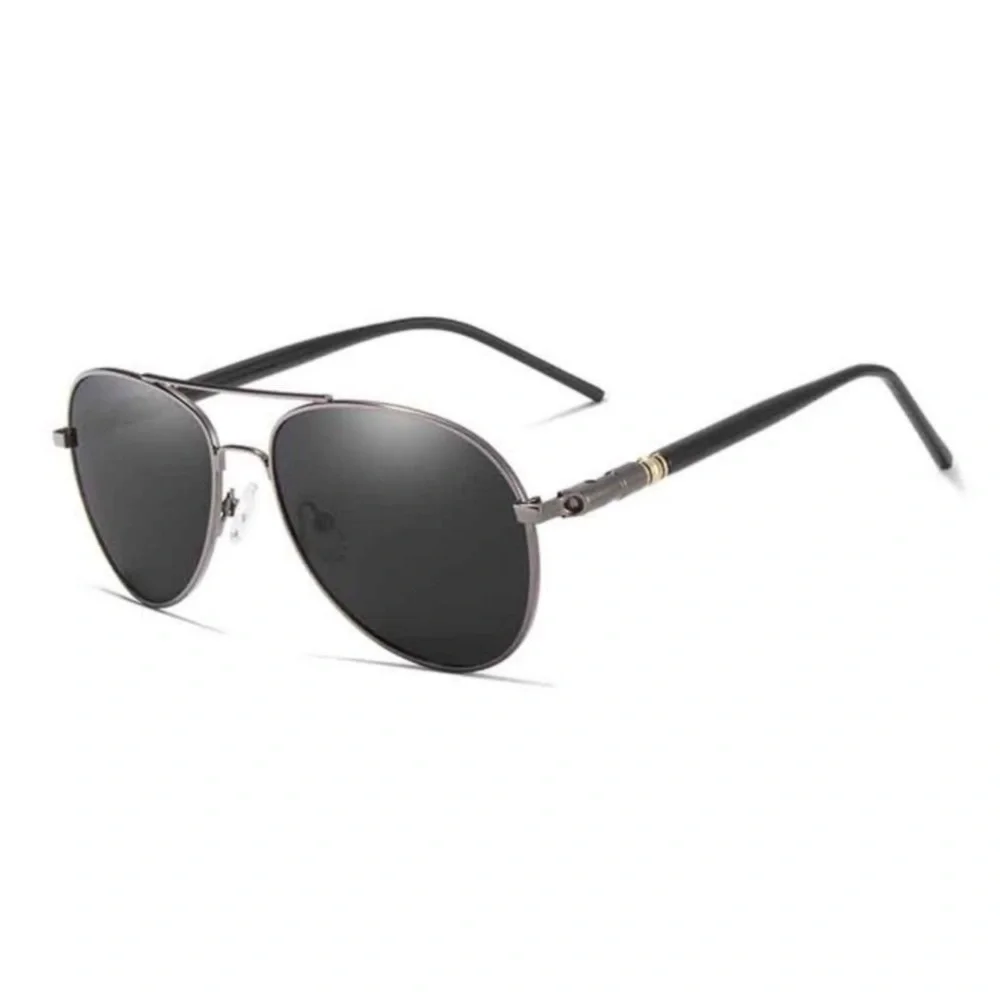 Mens Metal Aviator Sunglasses Gunmetal Gray Frames Polarized Lenses New